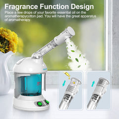DENFANY vaporisateur visage nano ionique rotation à 360° pour spa personnel.