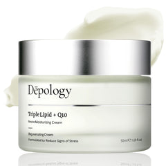 depology Triple Lipid+Q10 Crème Visage texture légère qui nourrit et apaise la peau.