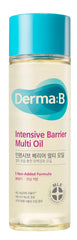 Derma B huile corporelle barrière intensive sur peau sèche, hydratation durable.