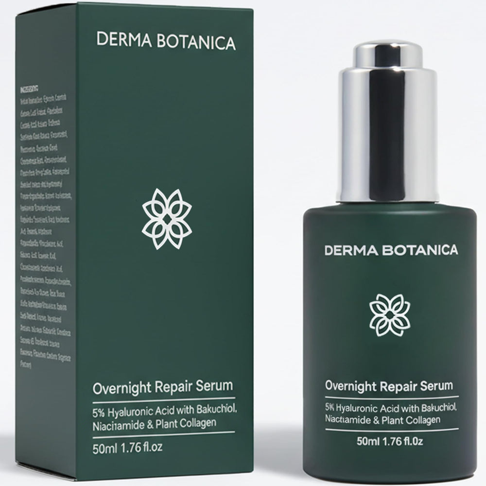 Sérum Nuit Derma Botanica, bouteille pompe, hydratation nocturne pour une peau plus fraîche