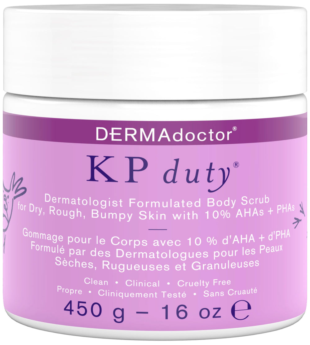 DERMAdoctor KP Bump Eraser, texture gommage-corps révélant peau plus lisse après usage