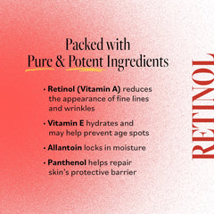 Ingrédients Derma E: vitamine A et antioxydants pour soutien cutané.