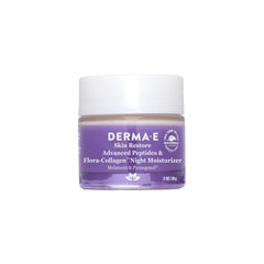 Derma E Crème Nuit Peptides Flora-Collagen en bouteille, hydratation durable pour la peau.