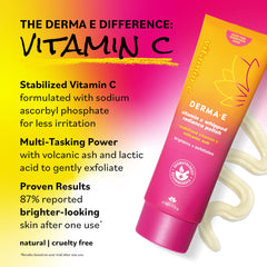 DERMA E exfoliation acide lactique, action douce et efficace.