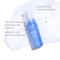 Derma E nettoyage quotidien mousse hyaluronique, hydratation durable après lavage.