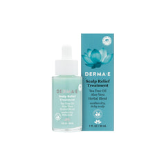 DERMA E Soin Relief Cuir Chevelu, flacon pompe, hydratation ciblée.
