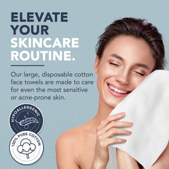 Dermacotton serviettes visage démaquillage efficace, enlèvent le maquillage en douceur.