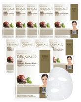 Dermal Masque facial essence escargot pack-10 pour hydrater et revitaliser la peau.