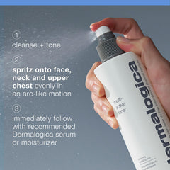 Après nettoyage, Dermalogica Multi-Active Toner prépare la peau à l'hydratation.