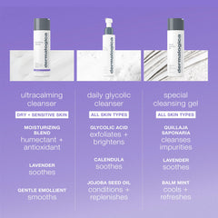 Dermalogica Ultracalming Cleanser appliqué sur le visage, apaisant