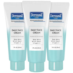 Dermasil Crème Visage Quotidienne, pack de 3 tubes, hydratation légère sans huile.