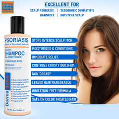 Dermasolve shampoing en action, massage du cuir chevelu pour sensation douce.