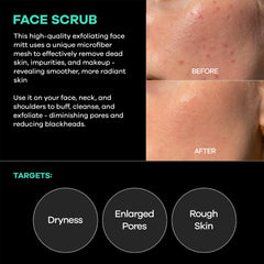 Dermasuri gant exfoliant visage peau douce, élimine les cellules mortes en douceur.