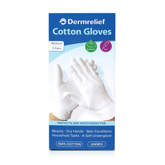Dermrelief gants coton – utilisation nocturne pour maintien de l’hydratation.
