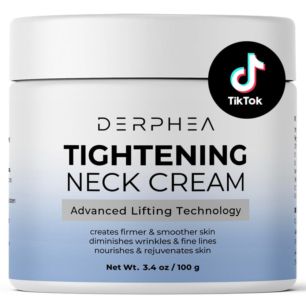 DERPHEA Crème du Cou — Bouteille élégante prête à revitaliser le cou et le décolleté.
