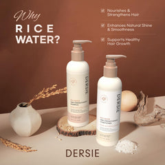 Après-shampoing Dersie Eau de Riz, bouteille apparente, offre hydratation et douceur