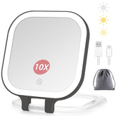 DESCHEN Miroir maquillage voyage avec lumière, vue 1x et 10x pour retouches précises