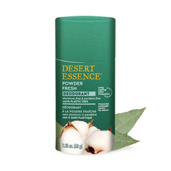 Desert Essence Déodorant poudre naturelle, bouteille compacte, fraîcheur durable au quotidien.