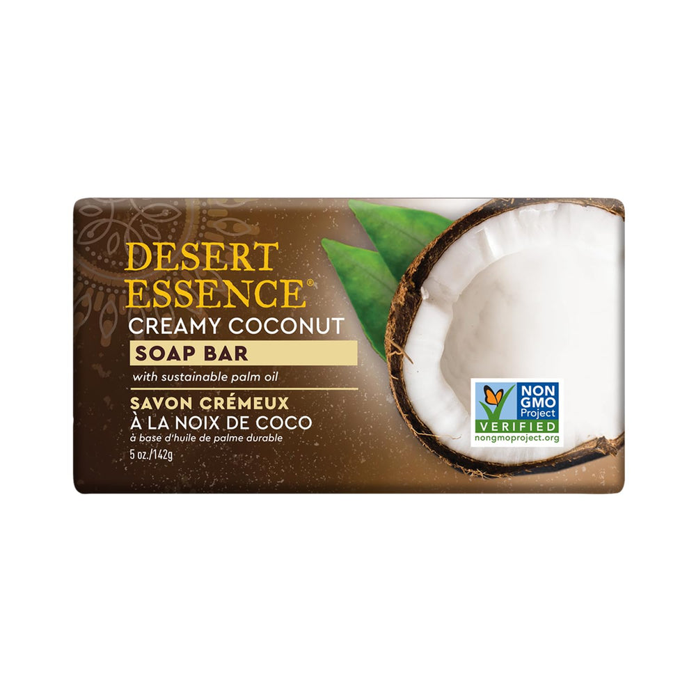 Desert Essence savon crème coco: douceur crémeuse et parfum frais.