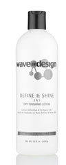 Bouteille Design Essentials Define & Shine 16 oz prête à revitaliser les cheveux.