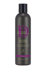 Bouteille Design Essentials Restore Vitamin prête à nourrir les cheveux secs.