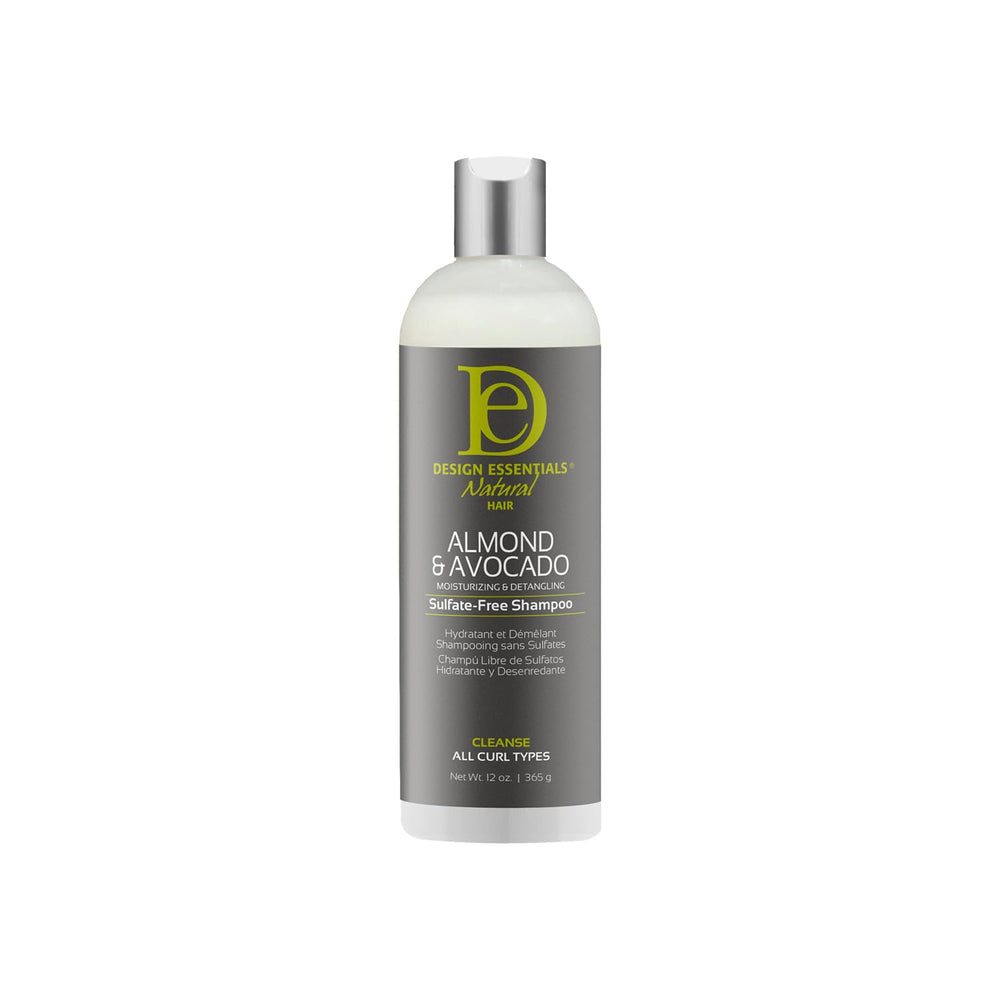 Design Essentials Shampoing Amande Avocat : bouteille claire facilitant l'application et l'hydratation.
