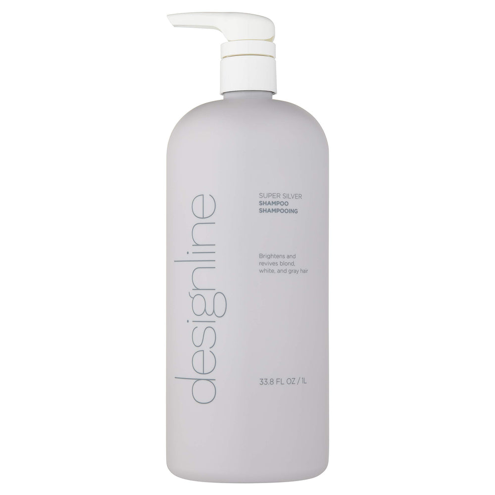 DESIGNLINE Shampoing Super Argent – Bouteille lumineuse et cheveux blondes et gris rafraîchis