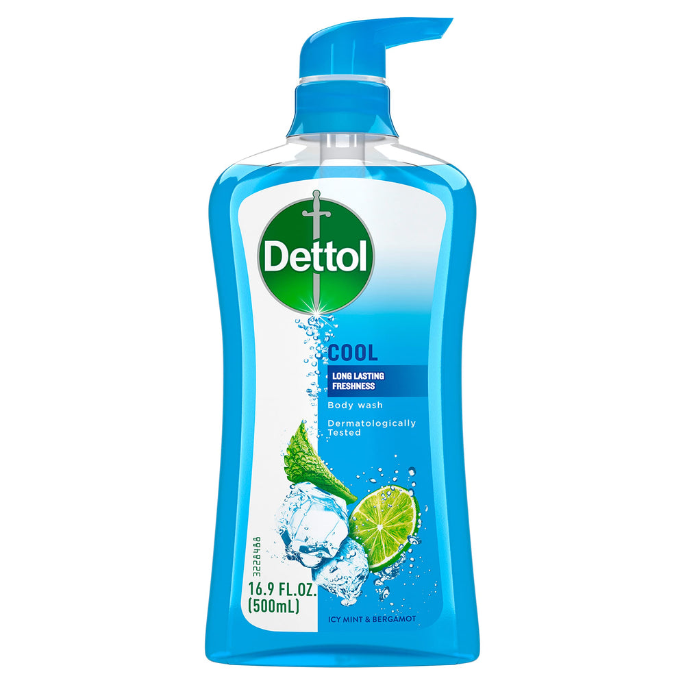 Dettol Cool – bouteille menthe et bergamote, rafraîchissement durable.