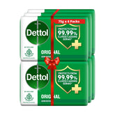 Savon Dettol Original 100 g en pack de six prêt pour la routine familiale.