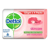 Dettol Savon soin mains 125 g sur plan de lavabo, hygiène quotidienne assurée.