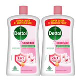 Dettol Skincare Liquid Handwash bottle pour shows smooth lather for clean hands.