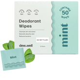 Lingettes déodorantes Dew Well menthe, emballage individuel pour le sac à main.