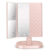 Miroir deweisn pliable à trois volets, éclairage par 21 diodes lumineuses pour un maquillage précis.