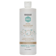 DHS Zinc Shampoo dans un flacon 16oz, soin apaisant pour cuir chevelu.