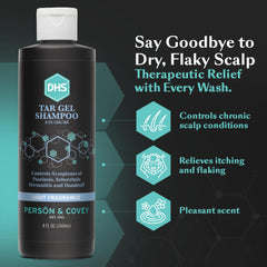 Étiquette claire du DHS T Gel Shampoing, indication d’usage quotidien.