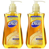 Dial savon antibactérien doré en bouteille; nettoie et hydrate les mains.