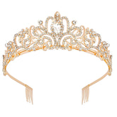Didder couronne tiare cristal or avec peignes, accessoire élégant pour mariage.
