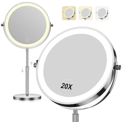 Miroir Dienmern avec grossissement 1x/20x pour maquillage précis.