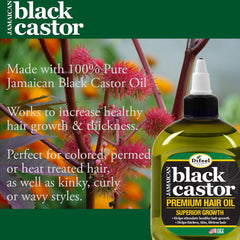 Difeel huile castor noir appliquée sur cheveux — soutien quotidien