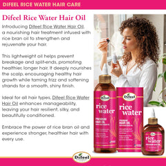 Difeel huile riz eau — absorption rapide sans alourdir les cheveux.