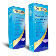 Gros plan sur la bouteille Differin Gel, démontrant le format pompe et son utilisation ciblée sur les pores.
