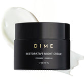 Crème nuit restauratrice DIME en flacon-pompe, hydratation durable et réparation nocturne.