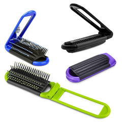 DIMROM brosse de voyage bleu pliable avec miroir idéale pour retouches en déplacement