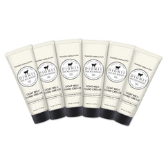Dionis Crème mains lait chèvre Vanille Chaï, flacon élégant pour hydratation quotidienne.