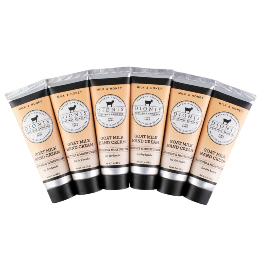 Crème mains Dionis au lait de chèvre et miel, format pratique 1oz pack6.