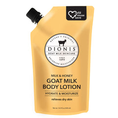 Lotion Dionis au lait de chèvre – verse sur la peau pour une hydratation rapide