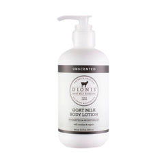 Lotion Dionis lait chèvre sans parfum, bouteille pratique pour peaux sensibles.