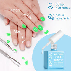 Dissolvant Gel pour Ongles, applicateur inclus pour une utilisation propre.