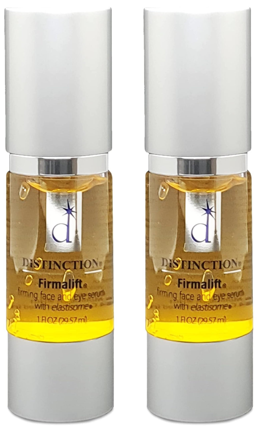 Sérum Distinction Firmalift dans sa bouteille montrant la texture légère pour le visage.