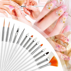 DIYCICO 15 pinceaux pour décoration des ongles, tracés et motifs.